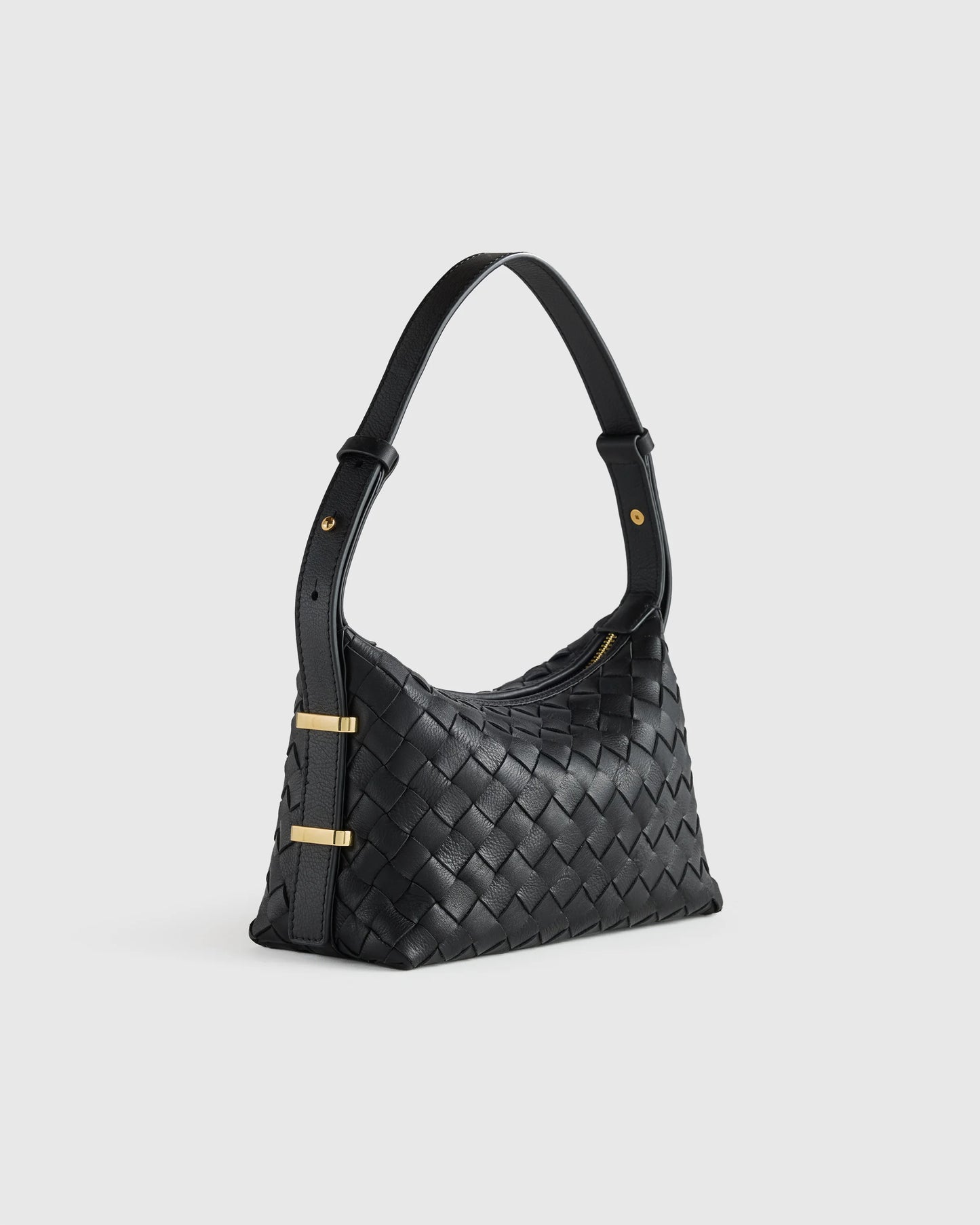 Italian Leather Handwoven Mini Bag - One Size / Black