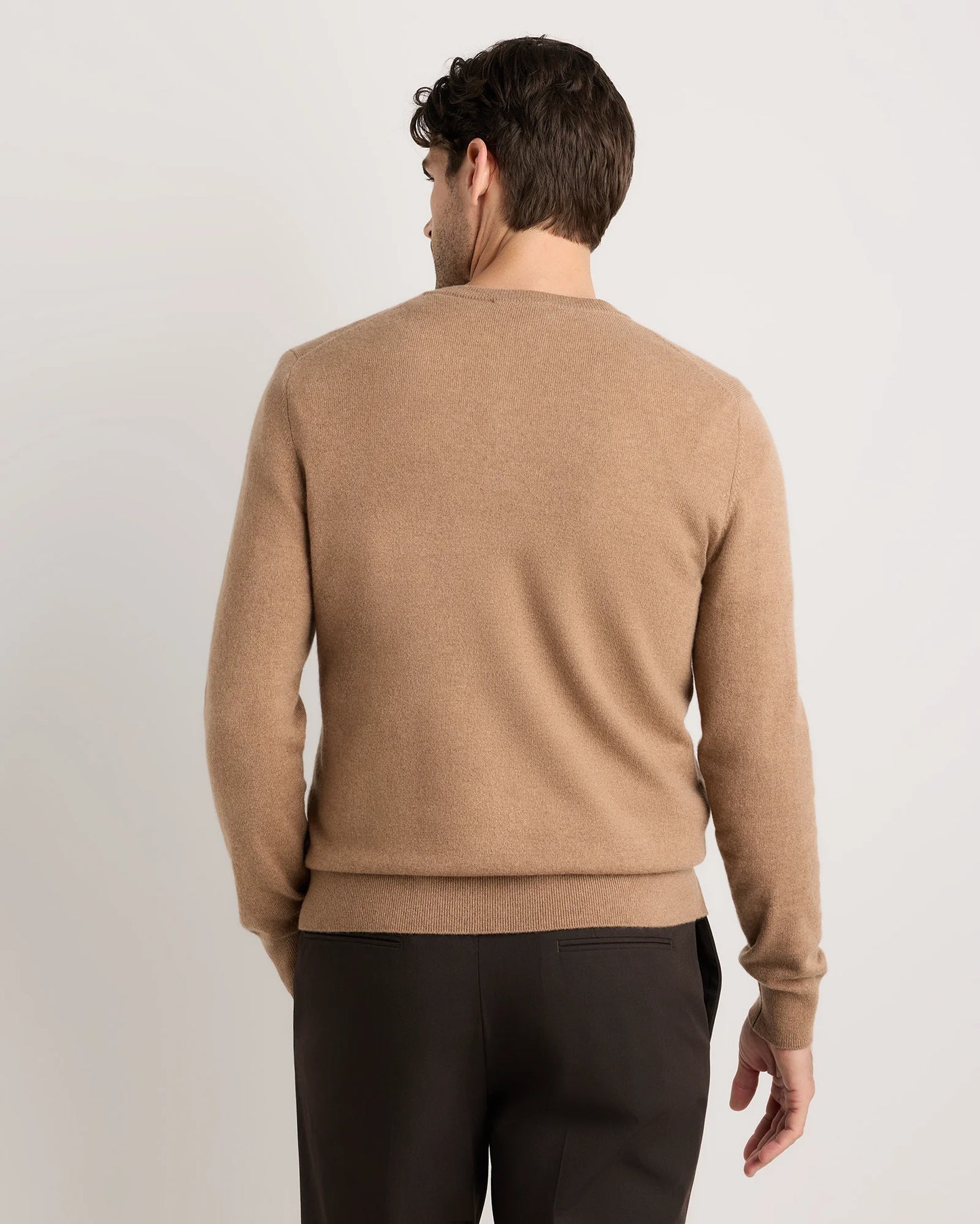 Mongolian Cashmere Henley Sweater - S / Brown