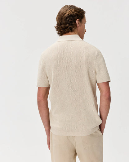 100% Organic Cotton Mesh-Stitch Sweater Polo - XS / Charcoal