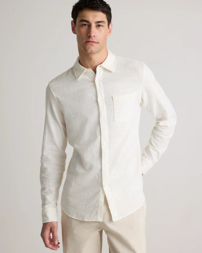 Organic Cotton Stretch Selvage Shirt - S / Mini Blue Stripe