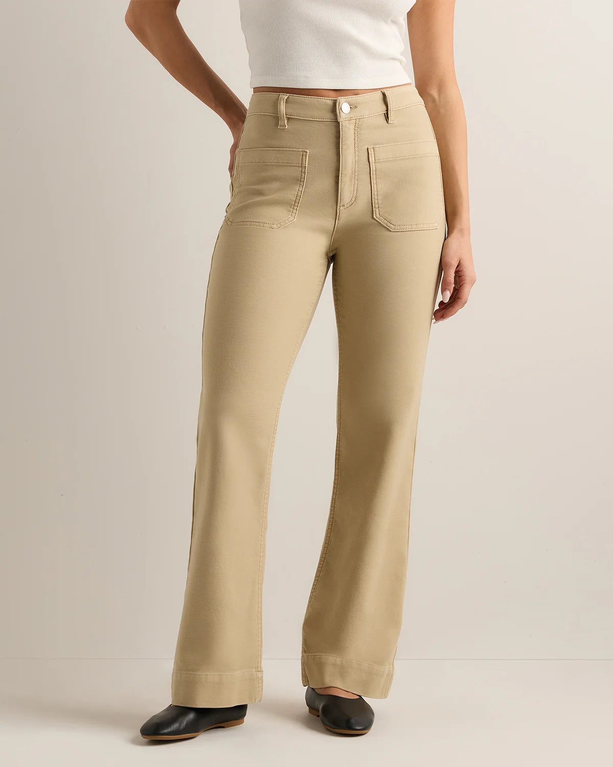French Terry Wide Leg Pants - 0 / Bayberry Olive