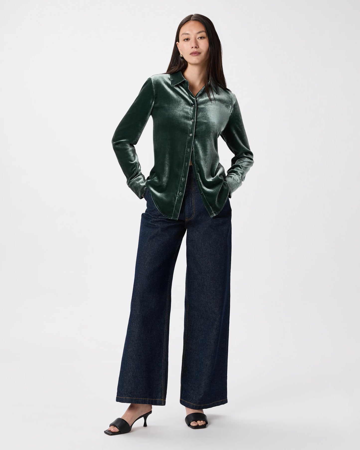 Stretch Silk Velvet Long Sleeve Shirt - XS / Dogwood