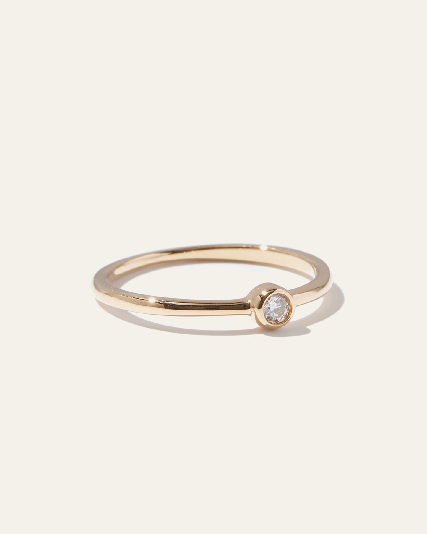 14K Gold Solo Diamond Bezel Ring - 4 / Yellow Gold