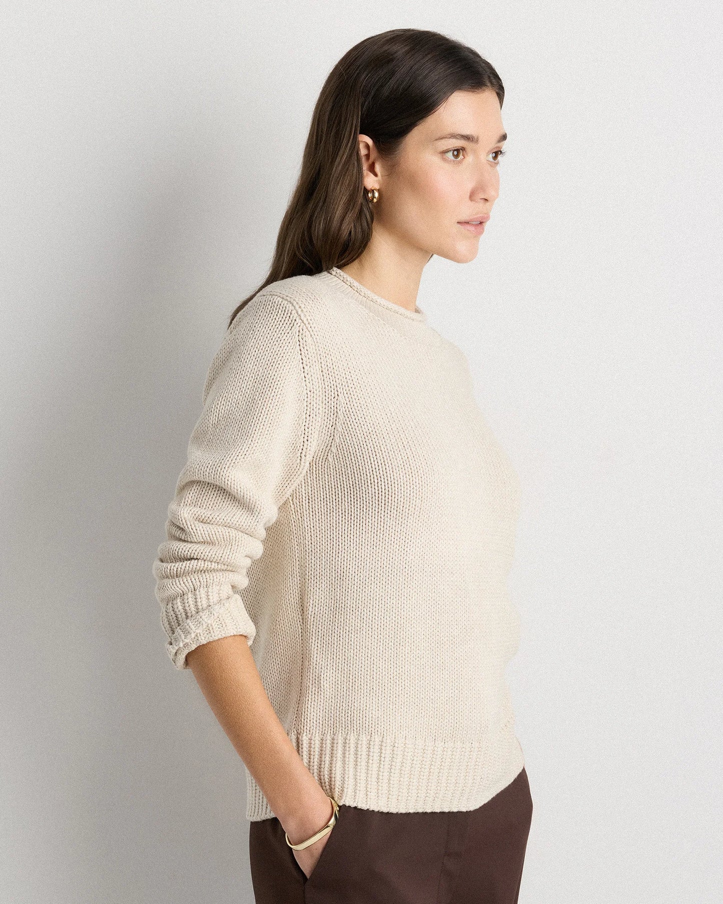 100% Organic Cotton Roll Neck Sweater - XS / Cornflower Mini Stripe