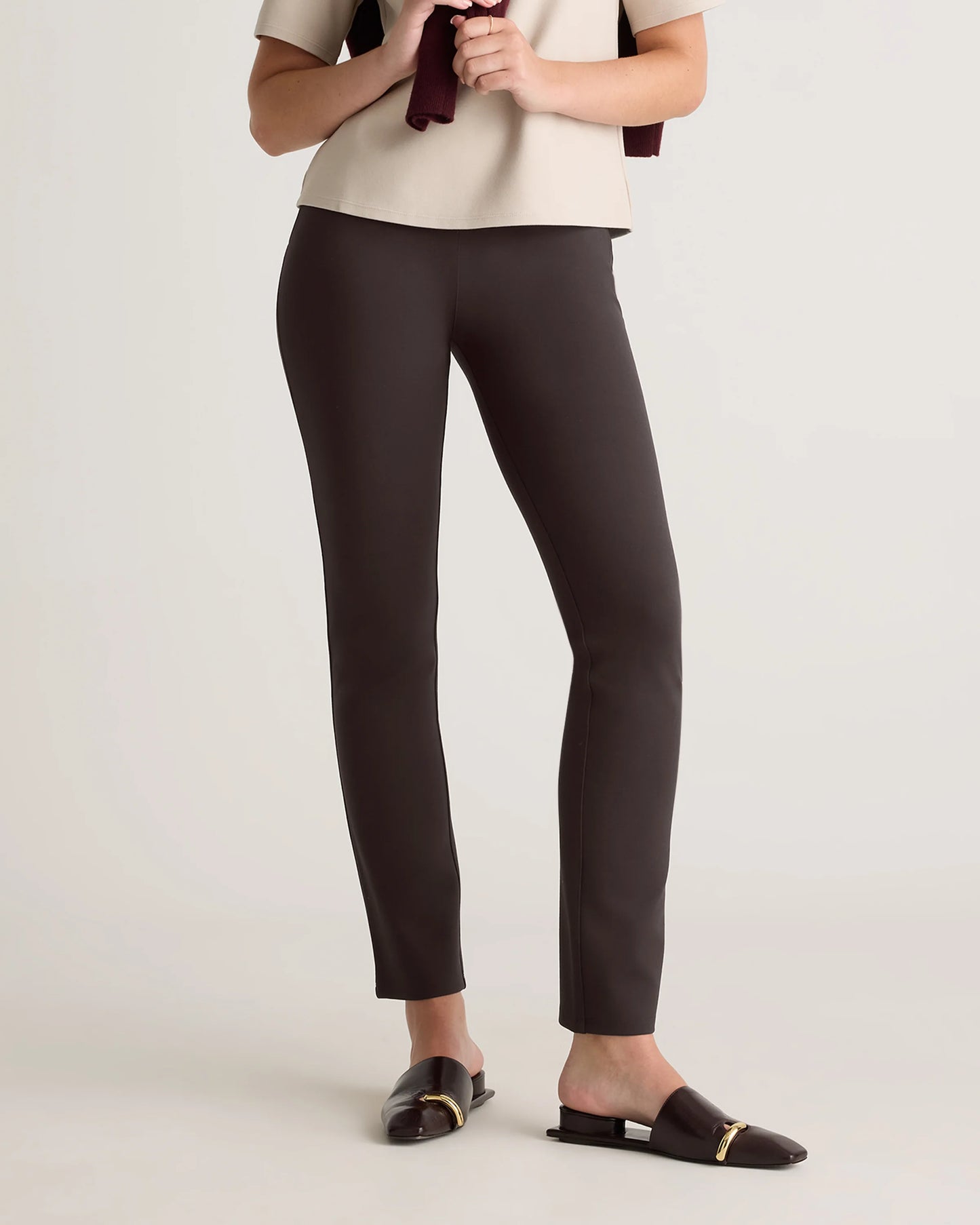 Ultra-Stretch Ponte Straight Leg Pants - XS / Morel Grey