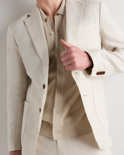 100% European Linen Tailored Blazer - 38R / Deep Navy