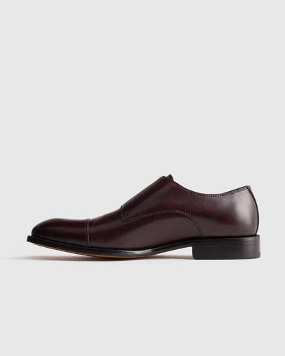 Italian Leather Monk Strap Oxford - 7 / Black