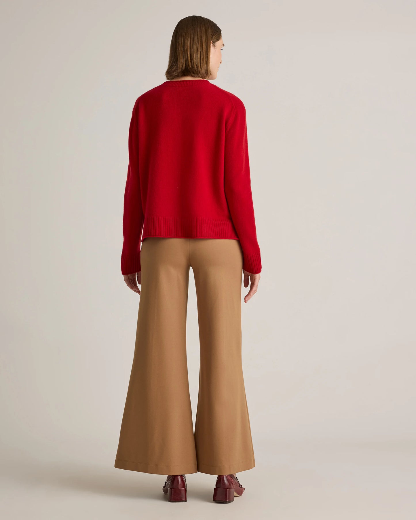 Mongolian Cashmere Boxy Crewneck Sweater - XS / Faded Denim/Brown/Ivory Variegated Stripe