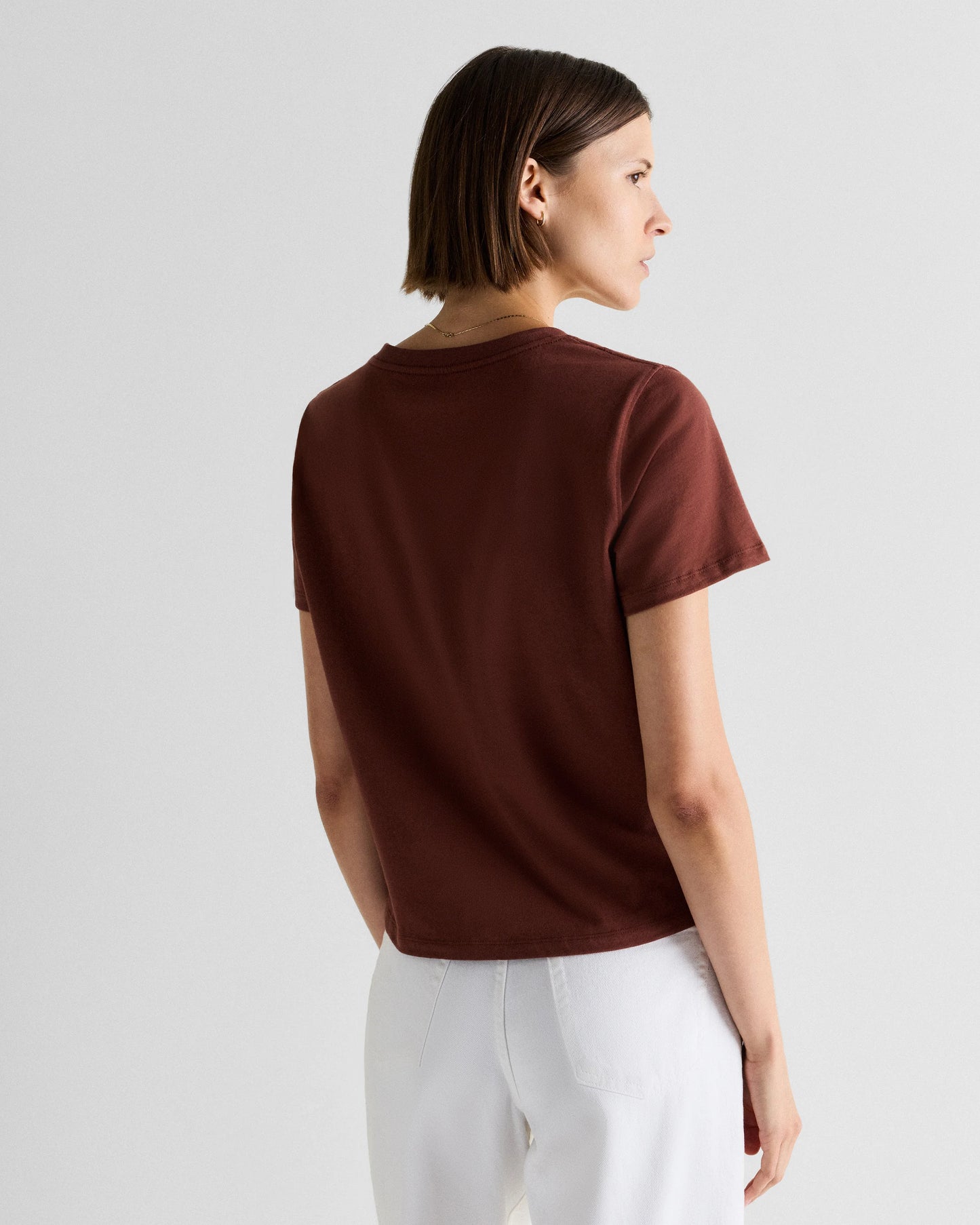 100% Organic Cotton Boxy V-Neck Tee - XS / Dusty Beige