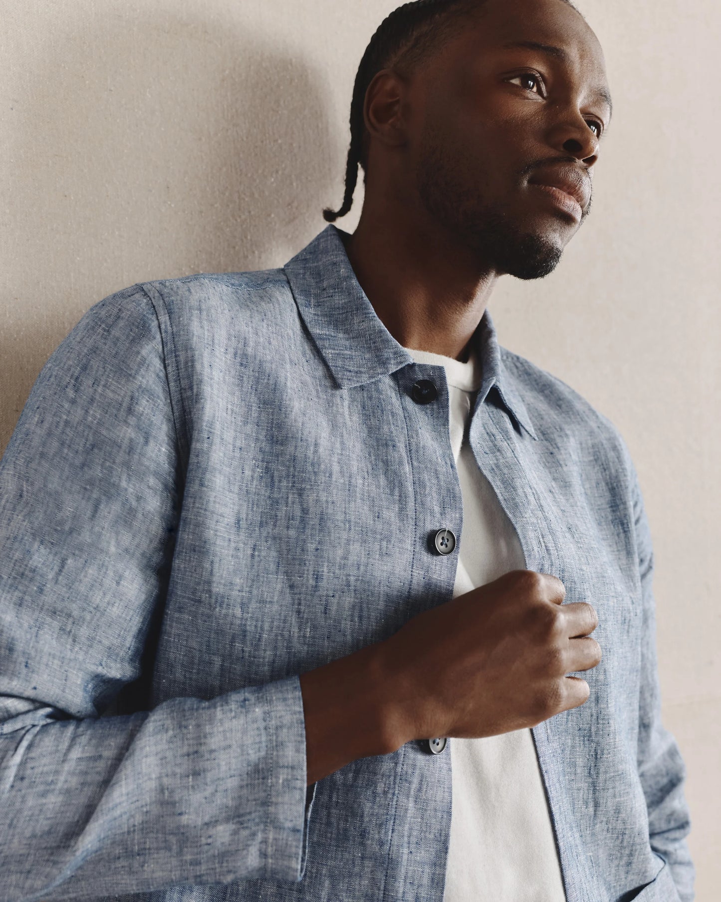 100% European Linen Chore Jacket - S / Flax