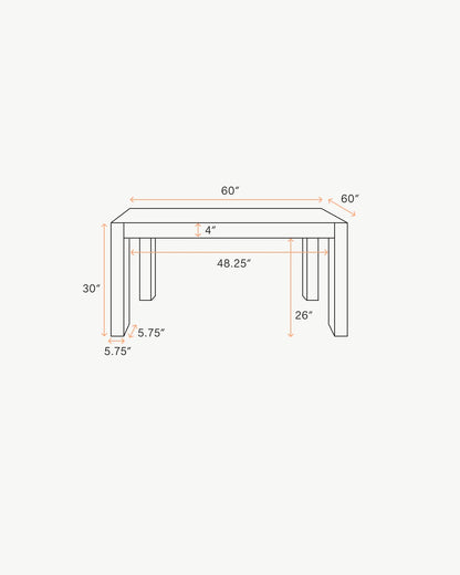 Reclaimed Oak Parsons Square Dining Table - One Size / Cafe Brown
