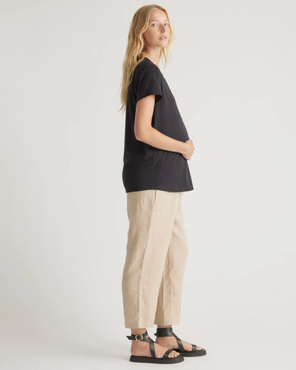 Cotton Modal Maternity Crew Neck Tee (2-pack) - XS / Black/Redwood Brown