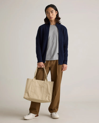 Mongolian Cashmere Fisherman Full Zip Sweater - S / Teak