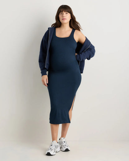 Ultra-Soft Maternity Midi Dress - XS / Heather Black