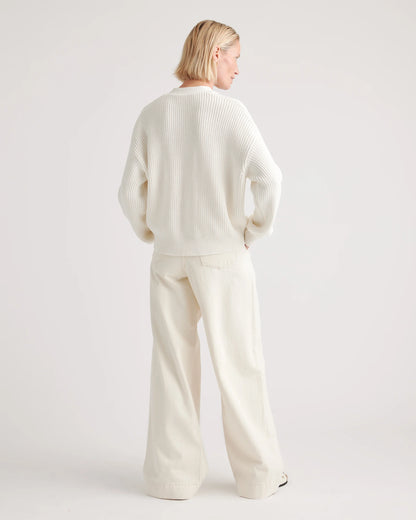 100% Organic Cotton Fisherman Boxy Cropped Cardigan - XS / Sapphire Blue