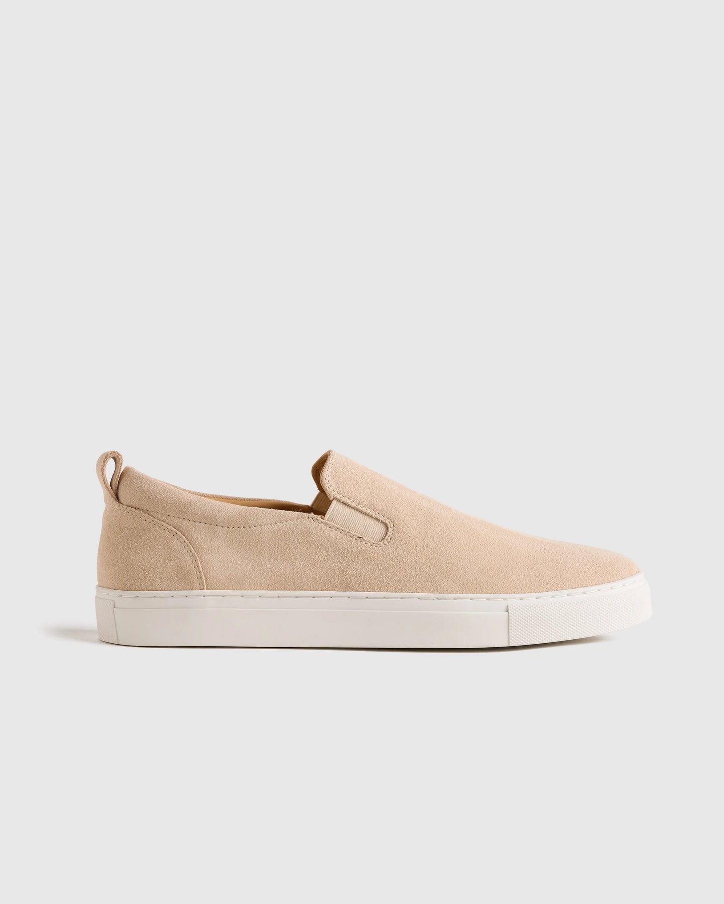Italian Calfskin Suede Slip-On Sneaker - 7 / Bone