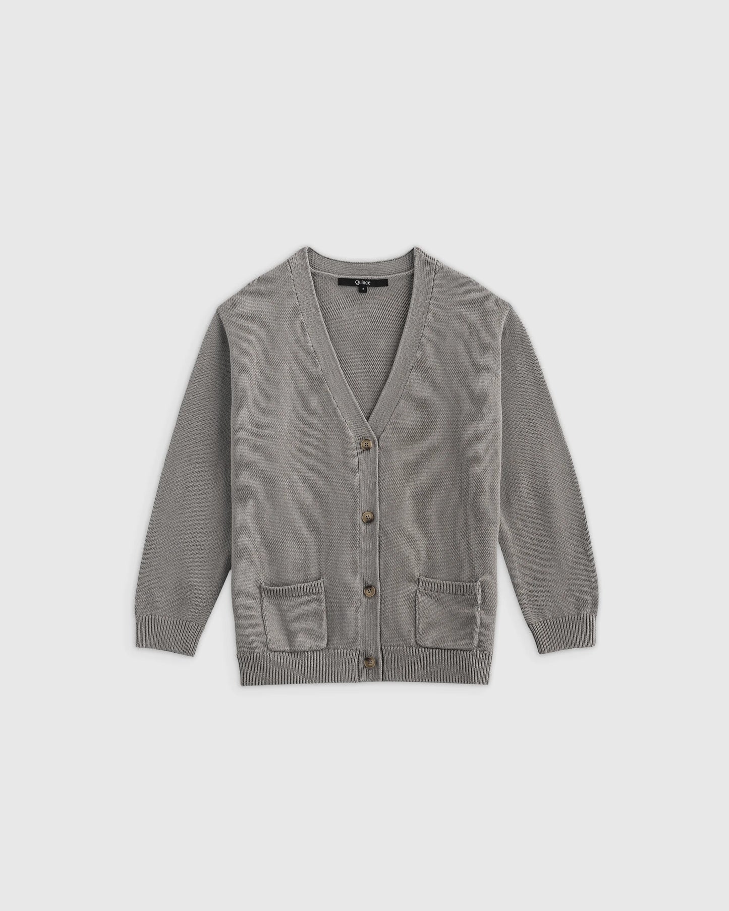 100% Organic Cotton Oversized V-Neck Cardigan 2-Pack - 6 / Grey/Granite Green
