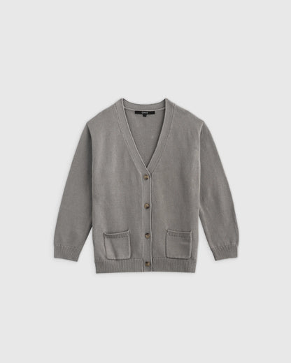 100% Organic Cotton Oversized V-Neck Cardigan 2-Pack - 6 / Grey/Granite Green