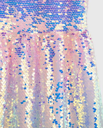 Sequin Flutter Sleeve Dress - 6 / Rainbow Sequins