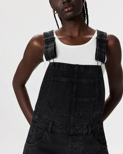 100% Organic Denim Shortalls - XS / Mascara Black