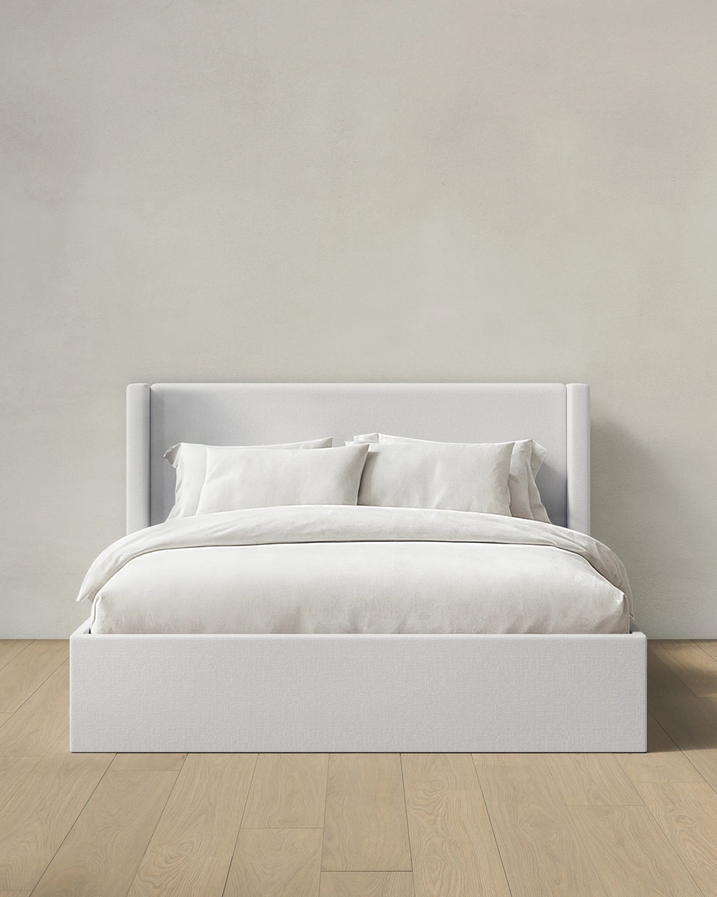 100% Linen Wingback Bed - Full / Canvas