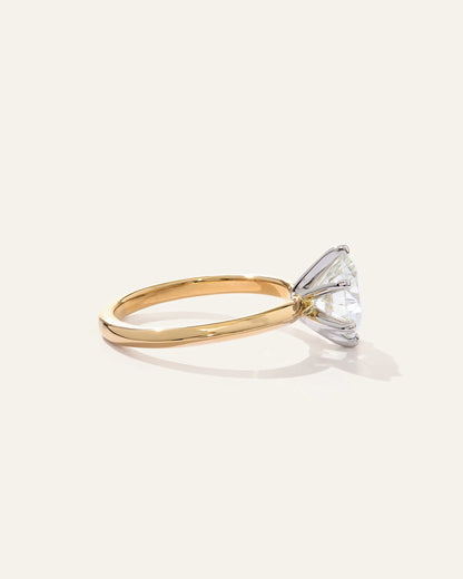 Lab Grown Diamond Round Six Prong Knife Edge Engagement Ring - 2ct - 4 / Yellow Gold