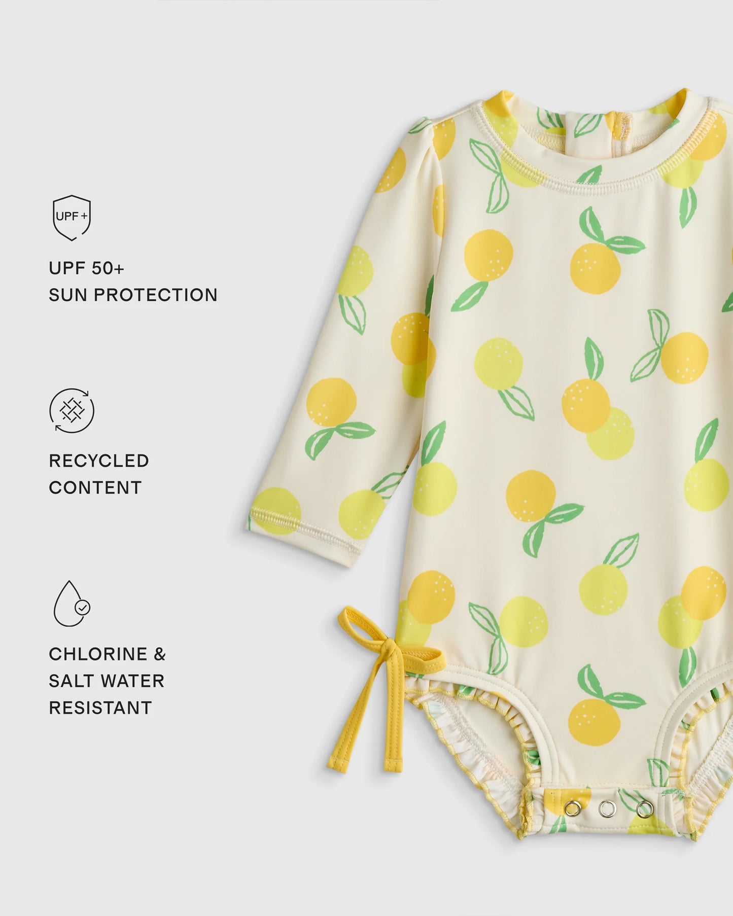 Long Sleeve Tie One-Piece Swimsuit - 0-3M / Soft Ditsy Floral