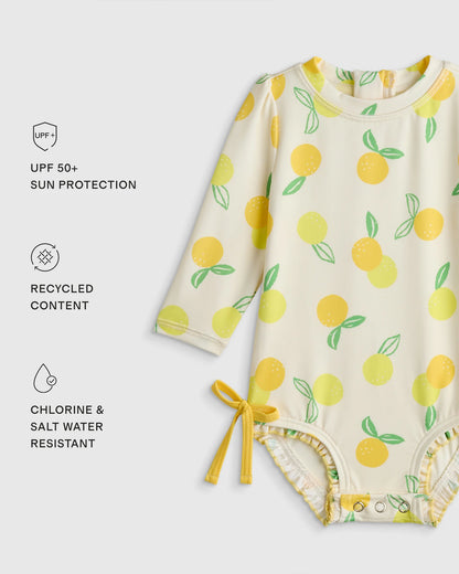 Long Sleeve Tie One-Piece Swimsuit - 0-3M / Soft Ditsy Floral