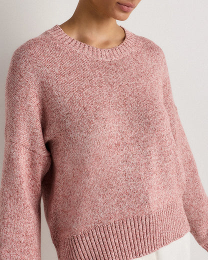 100% Organic Cotton Boyfriend Crew Sweater - XS / Speckled Beige