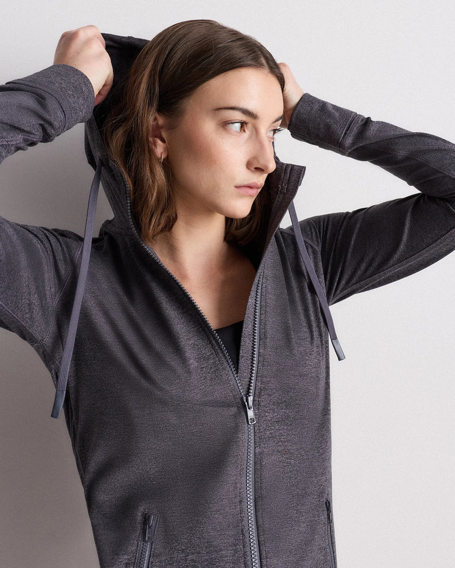 Ultra-Soft Slim Fit Hooded Jacket - XS / Heather Black