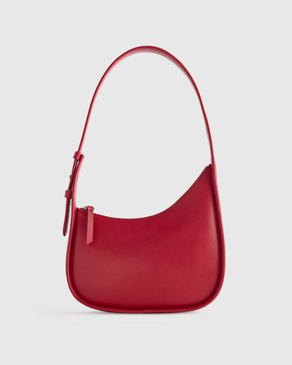 Italian Leather Asymmetrical Mini Shoulder Bag - One Size / Shell Pink