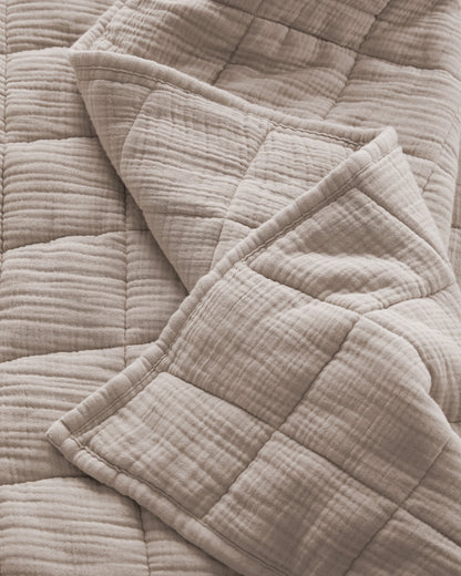 Organic Cotton Gauze Box Quilt - Twin / Mineral