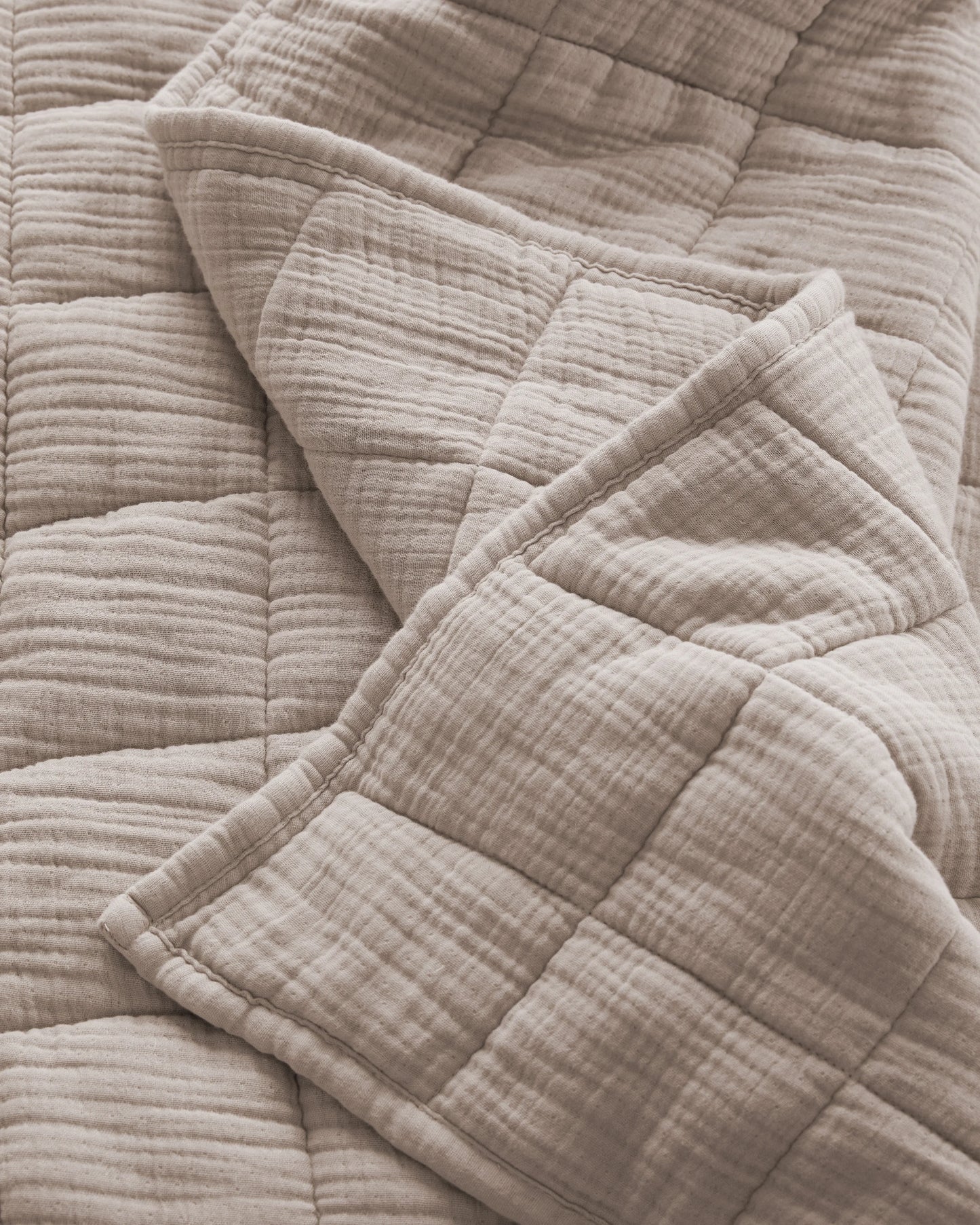 Organic Cotton Gauze Box Quilt Set - Twin / Mineral