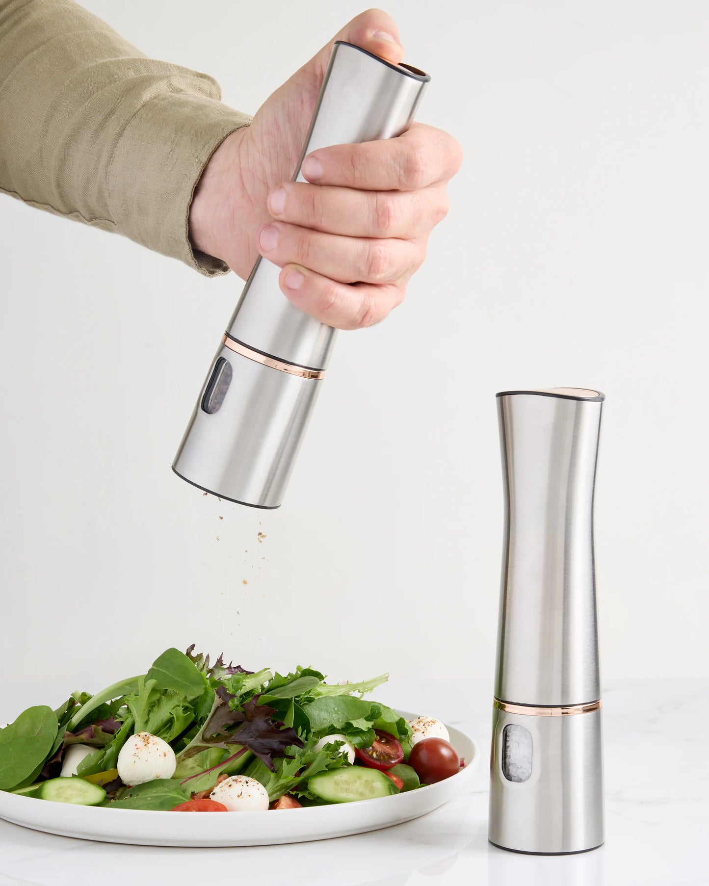 Stainless Steel Electric Salt & Pepper Mill Set - Set of 2 / No Color