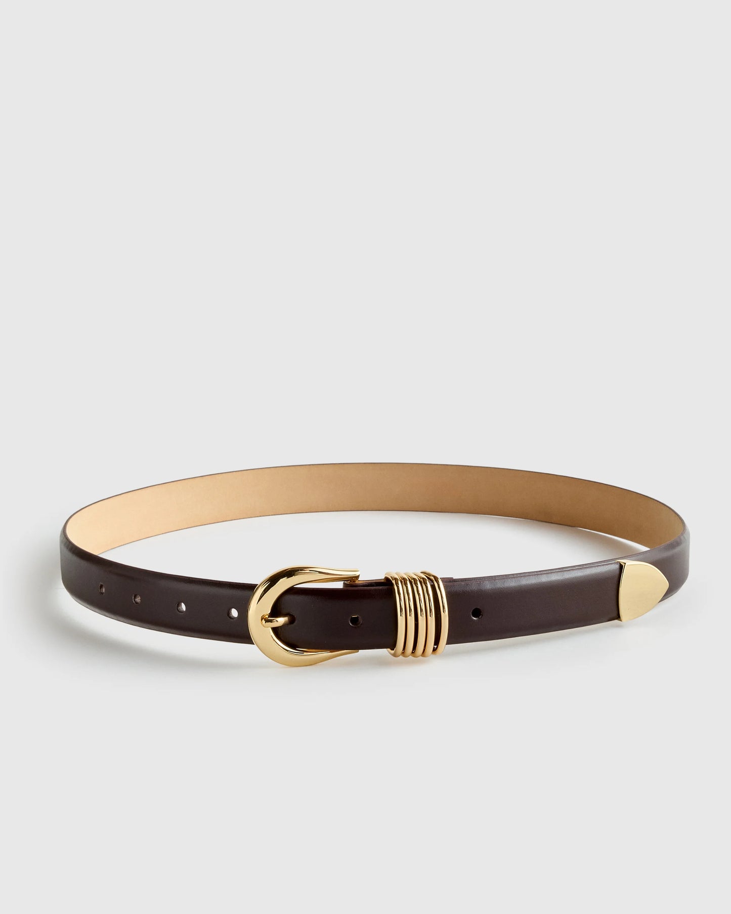 Daphne European Leather Multi Keeper Belt - XS / Black/Gold