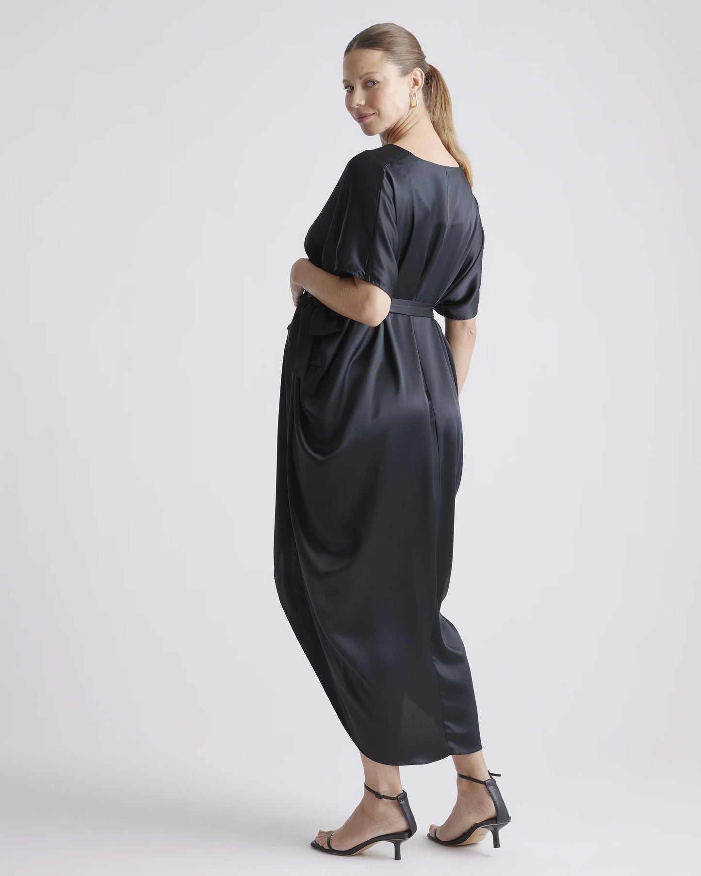 100% Washable Silk Maternity Dress - XS / Black