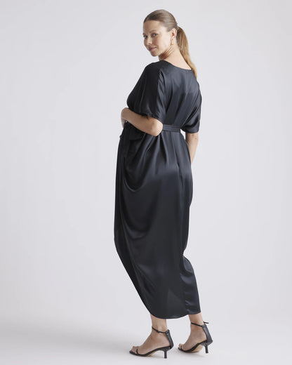 100% Washable Silk Maternity Dress - XS / Black
