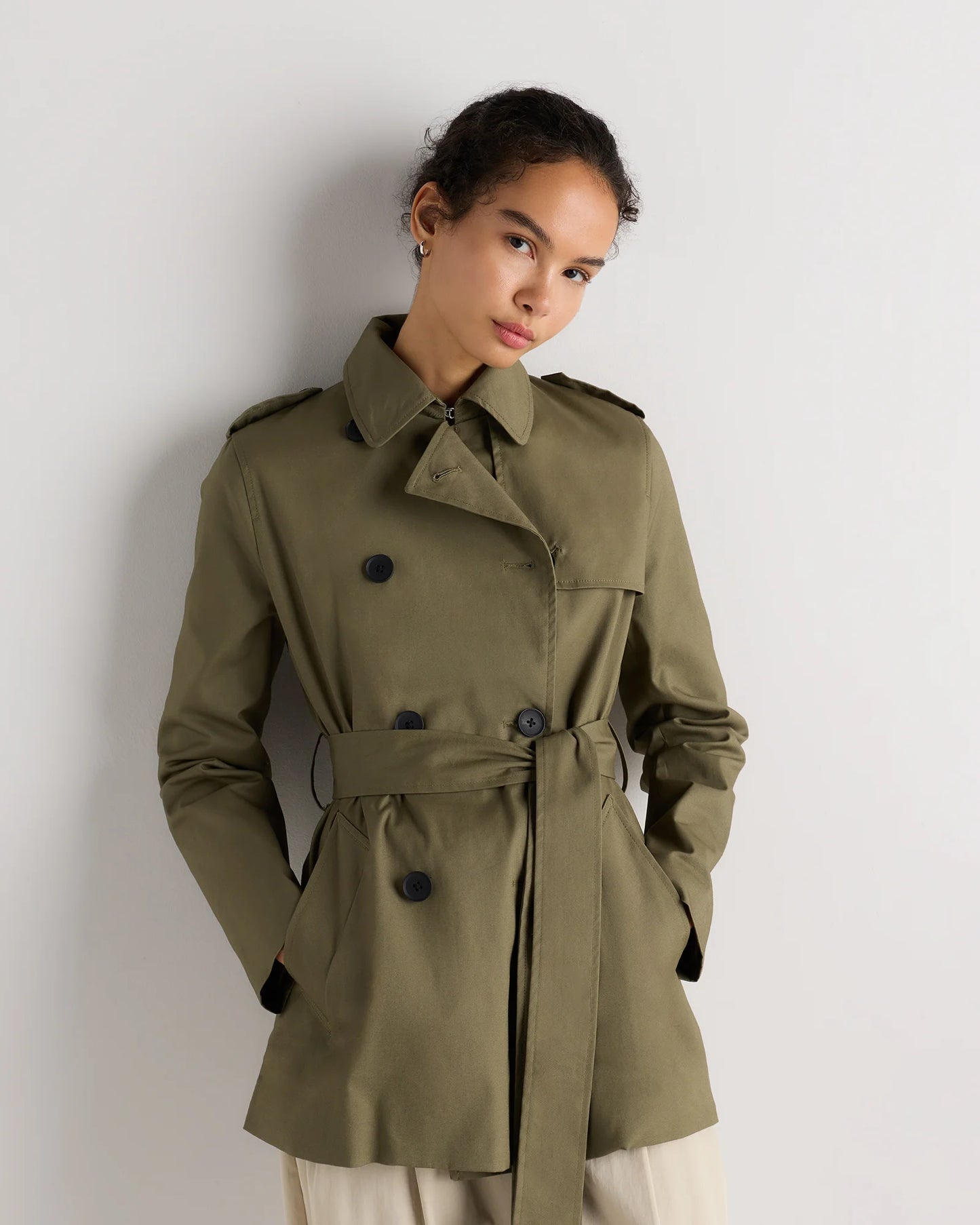 Comfort Stretch Short Trench Coat - XS / Coffee Bean Brown