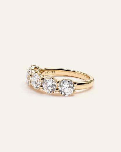 Lab Grown Diamond Five Stone Band - 4 / Yellow Gold