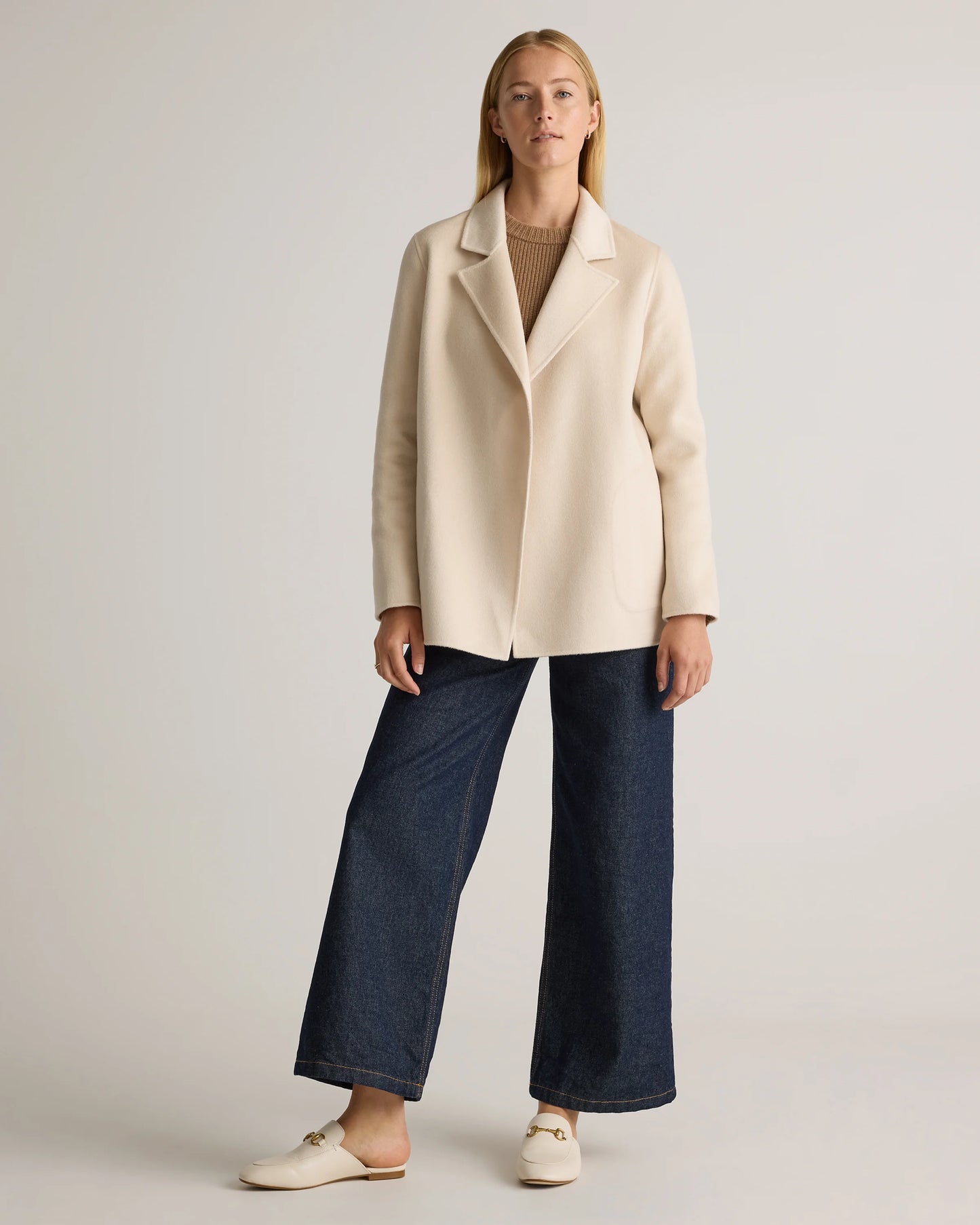 100% Mongolian Cashmere Double-Faced Open Blazer - XS / Camel