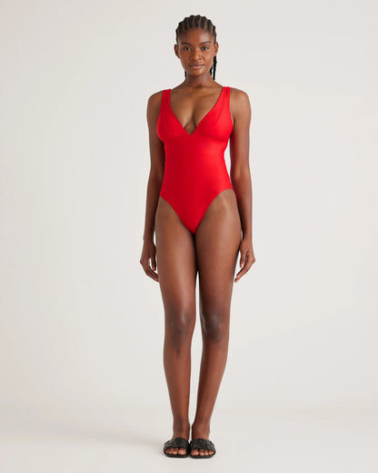 Italian Plunge One-Piece Swimsuit - XS / Deep Navy