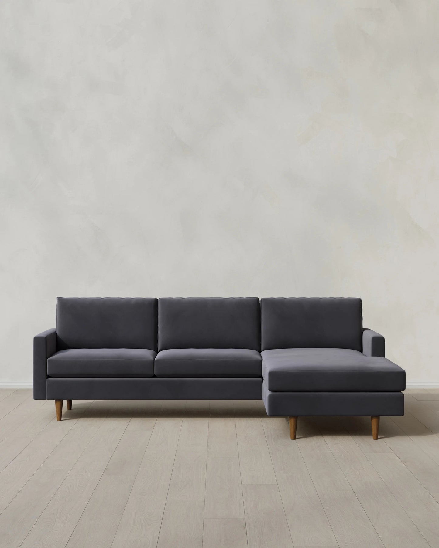 Atlas Midcentury Chaise Sectional in Performance Velvet - 106" Right Arm / Pine
