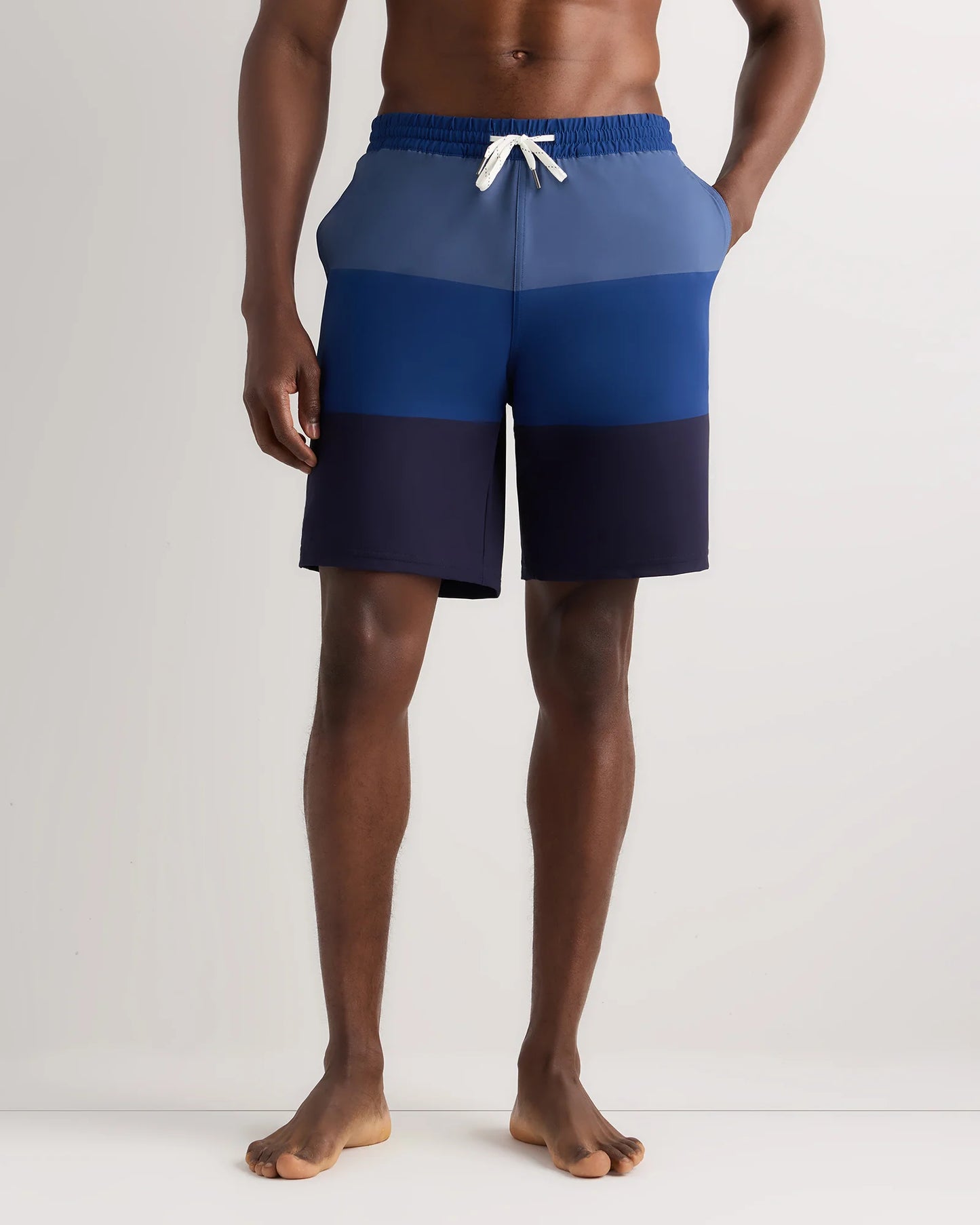 Italian Swim Trunks - 9" - S / Navy Palms