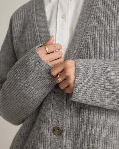 Mongolian Cashmere Oversized Boyfriend Cardigan Sweater - XS / Brown