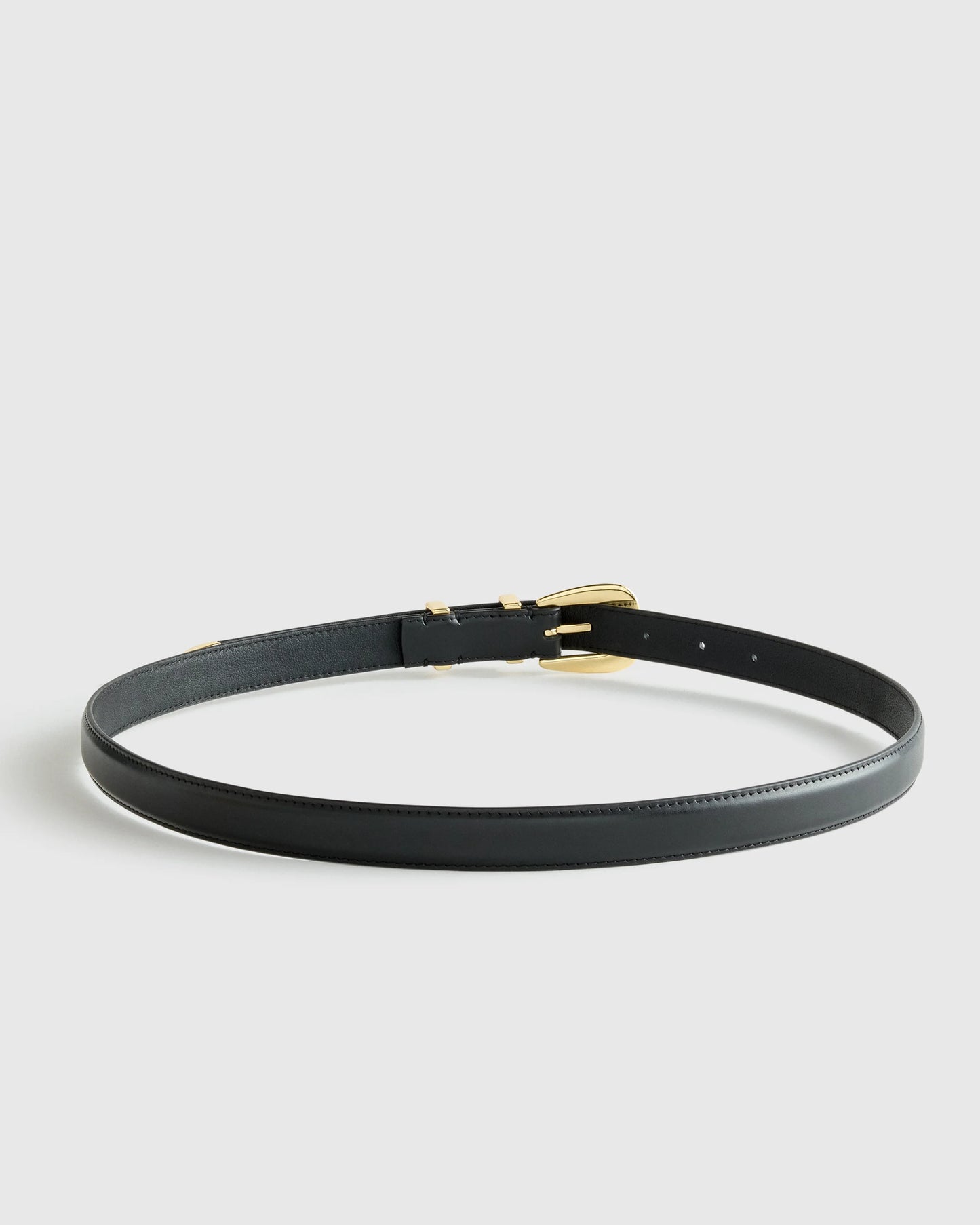 Lola European Leather Western Skinny Belt - XS / Black/Gold