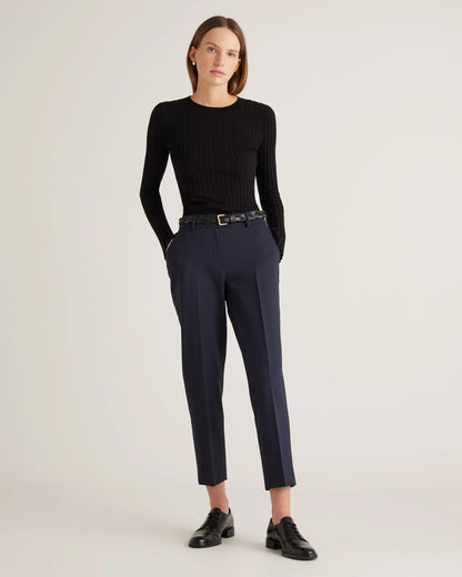 Italian Wool Slim Leg Ankle Pants - 0 / Grey Melange