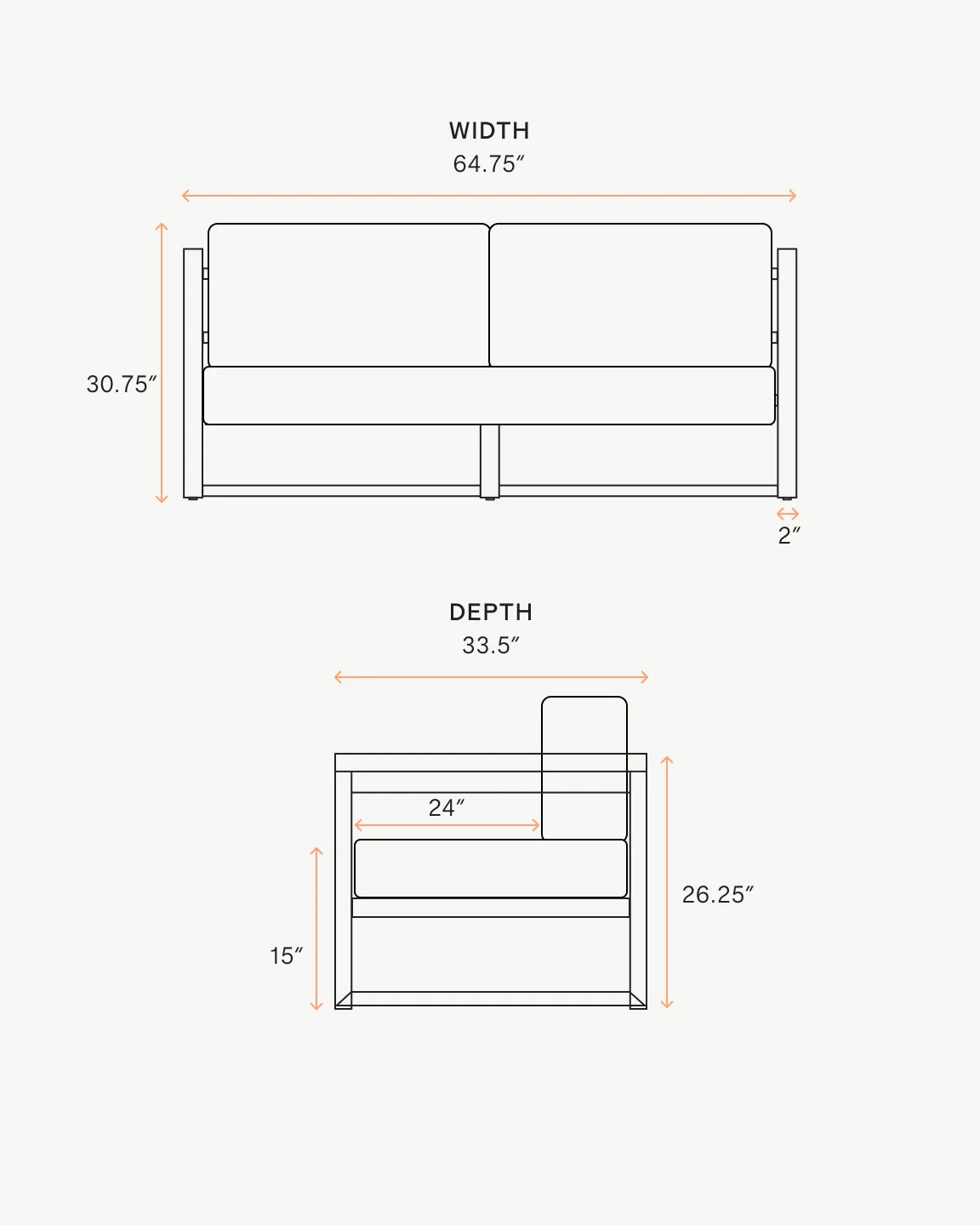 Linear Aluminum Outdoor Sofa - 65" / Dark Charcoal