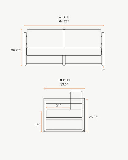 Linear Aluminum Outdoor Sofa - 65" / Dark Charcoal