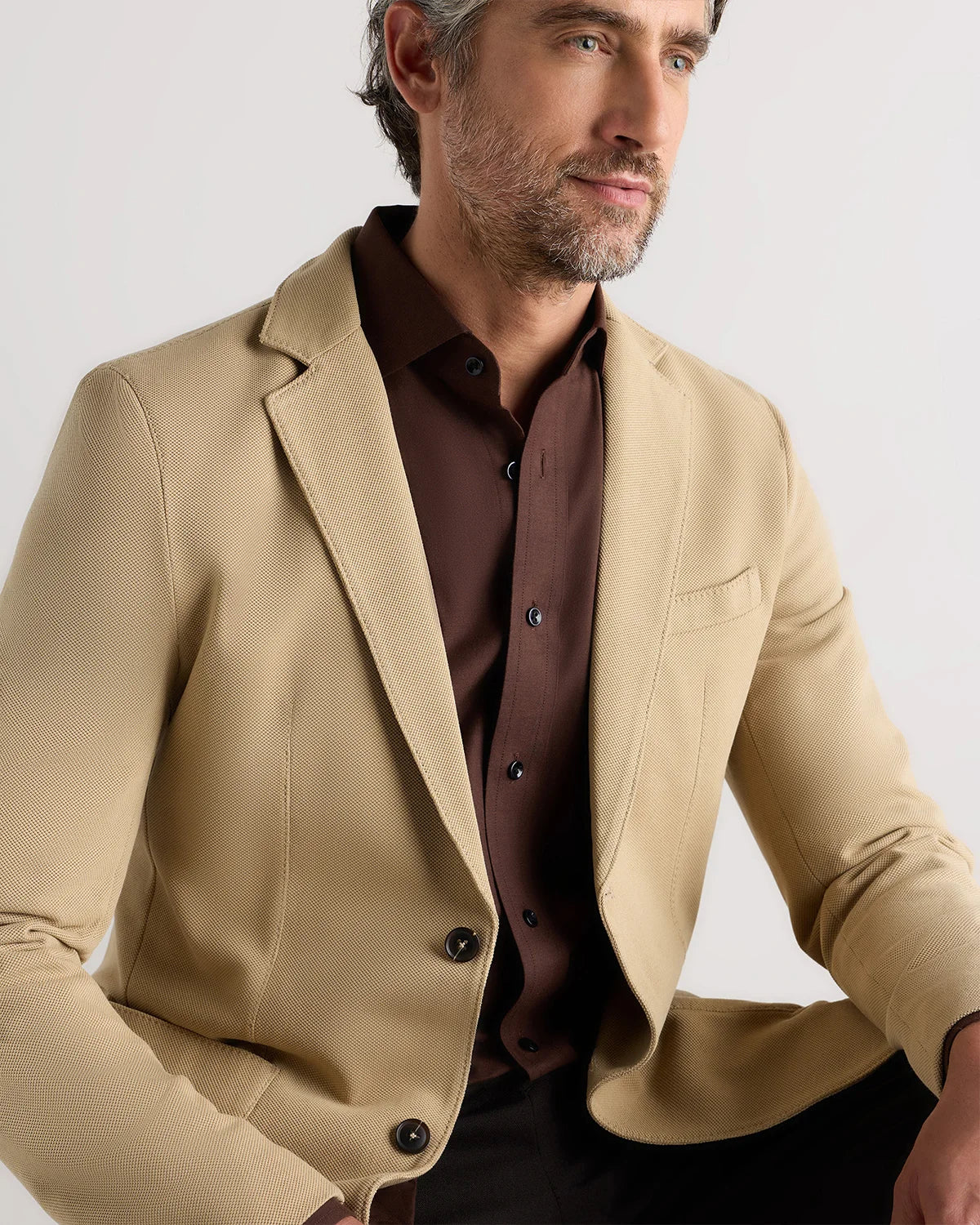 Cotton Pique Knit Blazer - XS / Heather Charcoal