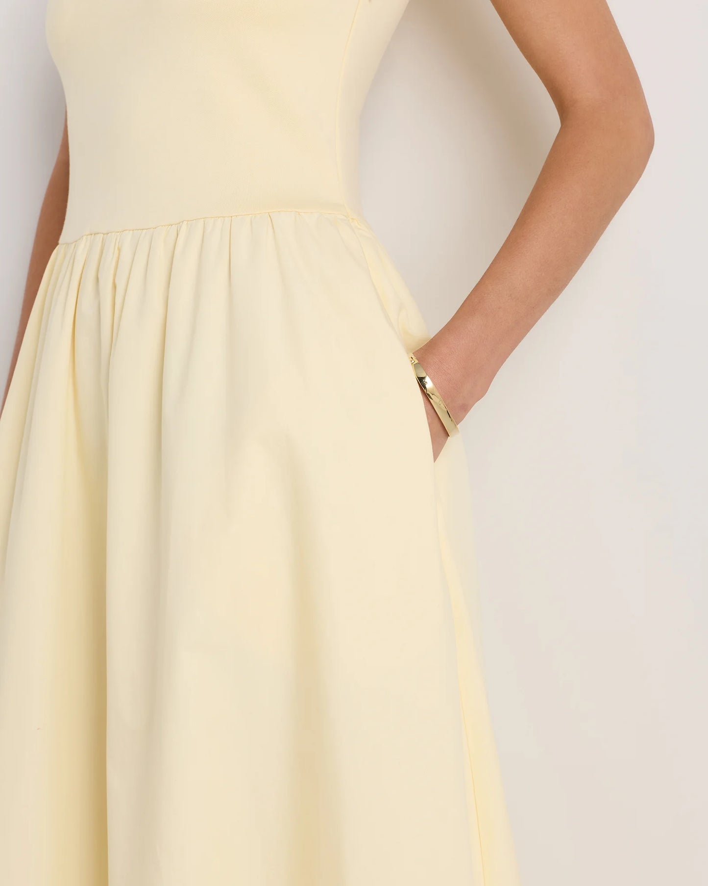 Cotton Mixed Media Tank Dress - XS / Pale Custard Yellow